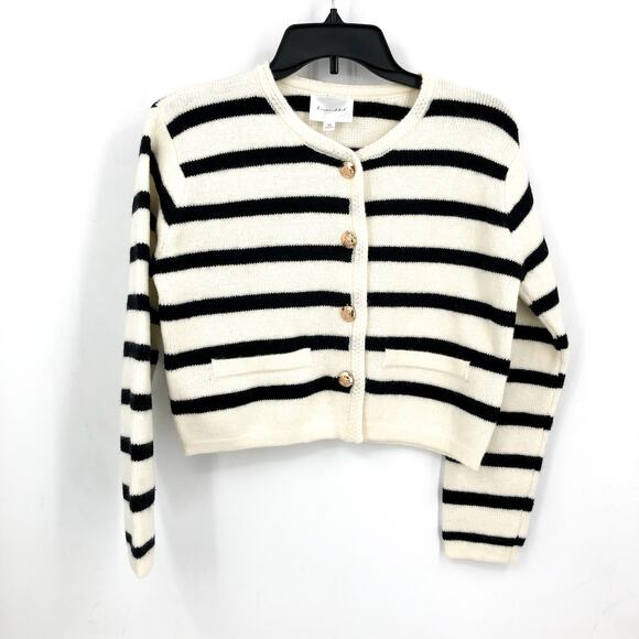 LINE & DOT Women's Benni Cardigan Sweater XS Cream Black Stripe Revolve NWOT - Picture 5 of 10